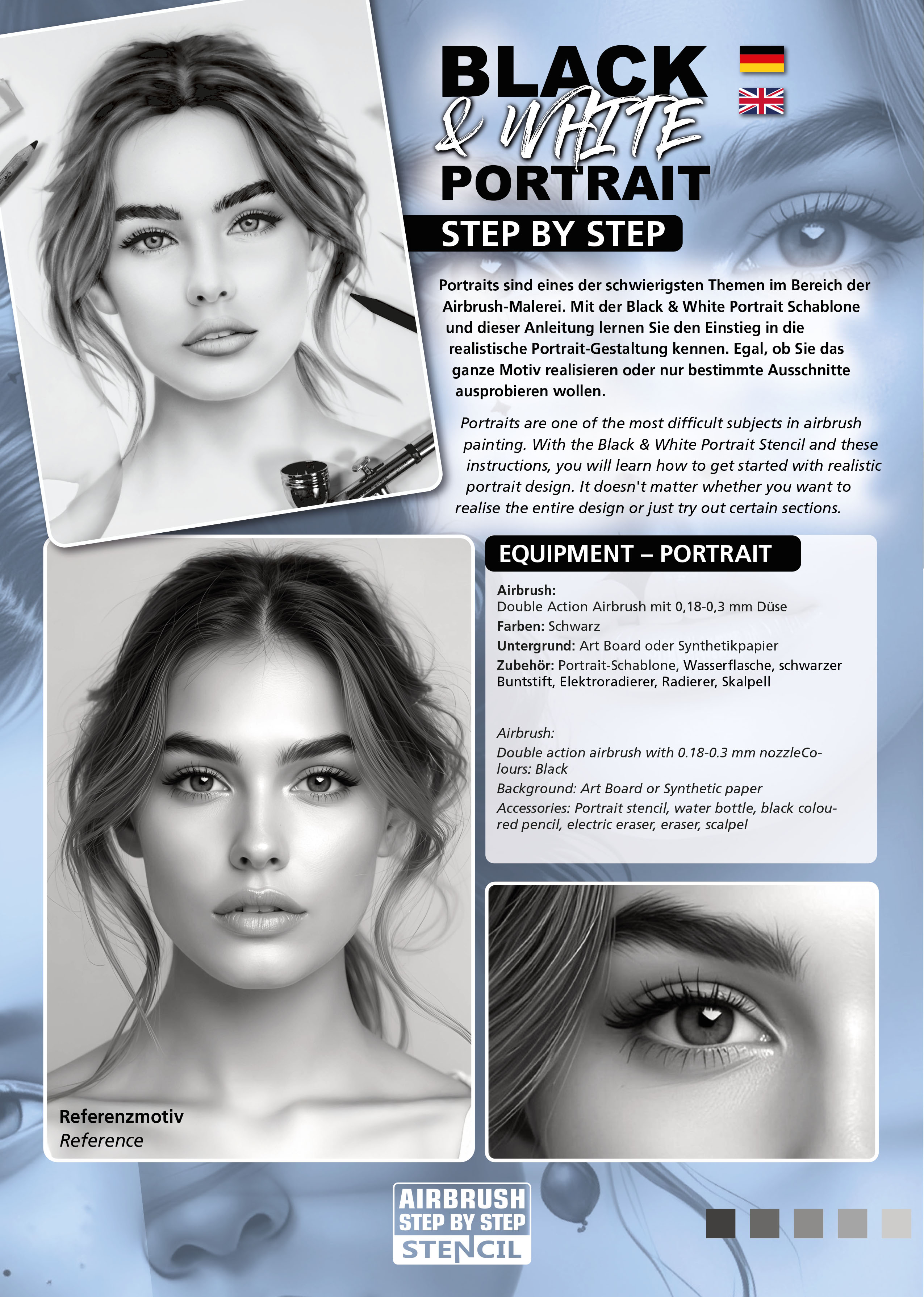 Simple Portrait Design ASBS Stencil Set Portrait: Easy portrait painting for beginners